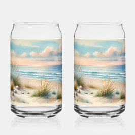 Vaso Con Forma De Lata Pastel Coastal Dunes Watercolor