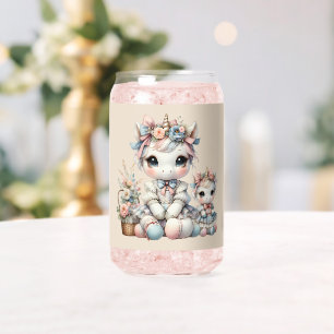 Vaso Con Forma De Lata Pastel Kawaii Unicornio Madre hija beige