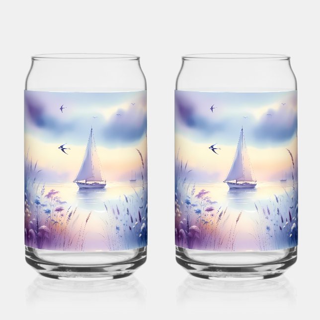 Vaso Con Forma De Lata Pastel Sailboat Coastal Dreamscape (Anverso)