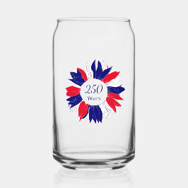 Vaso Con Forma De Lata Patriotic 4th of July Floral 250 Anniversary USA