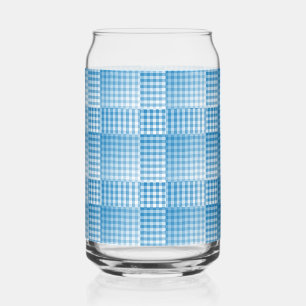 Vaso Con Forma De Lata Patrón abstracto de cuadros azules y blancos