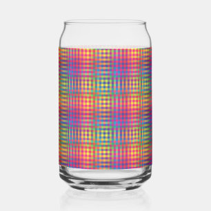 Vaso Con Forma De Lata Patrón abstracto de damero colorido