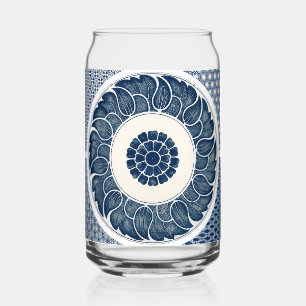 Vaso Con Forma De Lata Patrón Antiguo de Porcelana Blanca y Azul Chino
