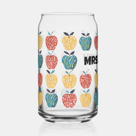 Vaso Con Forma De Lata Patrón Apple para el nombre personalizado del prof