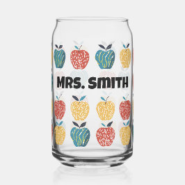 Vaso Con Forma De Lata Patrón Apple para el nombre personalizado del prof