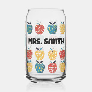 Vaso Con Forma De Lata Patrón Apple para el nombre personalizado del prof