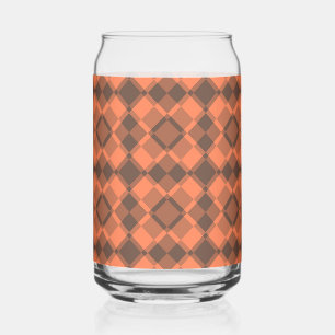 Vaso Con Forma De Lata Patrón Argyle de Cuadros Marrón Coral