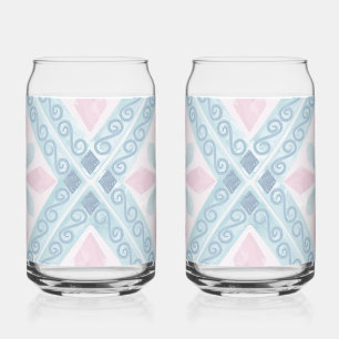 Vaso Con Forma De Lata patrón azul en forma de diamante