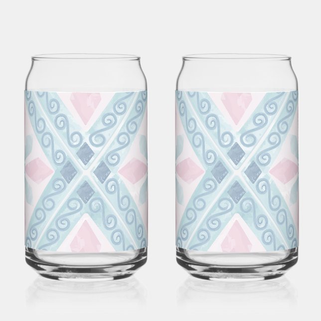 Vaso Con Forma De Lata patrón azul en forma de diamante (Anverso)