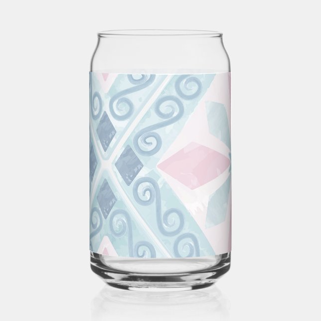 Vaso Con Forma De Lata patrón azul en forma de diamante (Anverso)