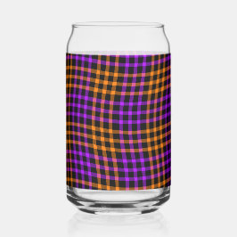 Vaso Con Forma De Lata Patrón continuo de cuadros de cuadros naranja púrp