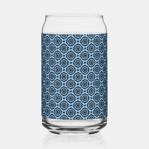 Vaso Con Forma De Lata Patrón continuo de flor negra azul