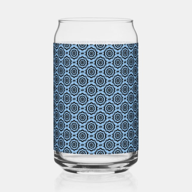 Vaso Con Forma De Lata Patrón continuo de flor negra azul (Anverso)