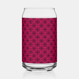 Vaso Con Forma De Lata Patrón continuo de flor negra frambuesa