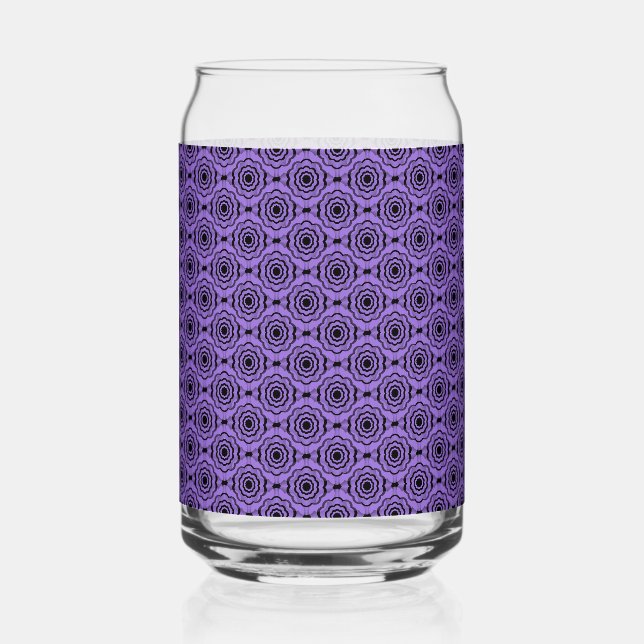 Vaso Con Forma De Lata Patrón continuo de flor negra morada (Anverso)