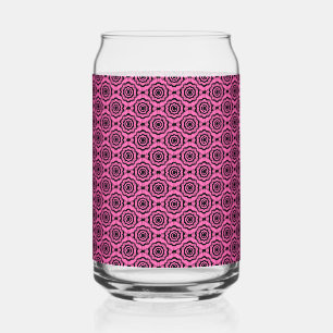 Vaso Con Forma De Lata Patrón continuo de flor negra rosa