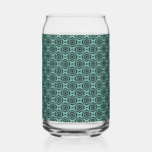 Vaso Con Forma De Lata Patrón continuo de flores negro azul verdoso