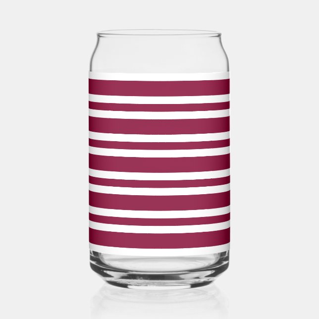Vaso Con Forma De Lata Patrón continuo de rayas blancas y burdeos (Anverso)