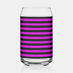 Vaso Con Forma De Lata Patrón continuo de rayas negras y rosas