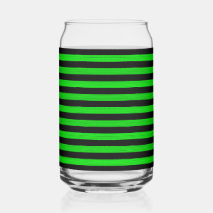 Vaso Con Forma De Lata Patrón continuo de rayas negras y verdes