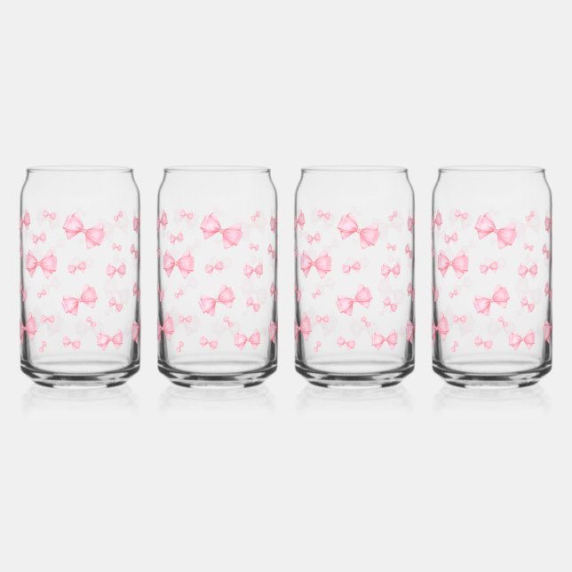 Vaso Con Forma De Lata Patrón de arco de coqueta rosa (Anverso)