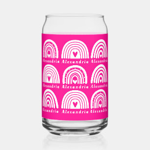 Vaso Con Forma De Lata Patrón de arcoiris personalizado Café rosa calient