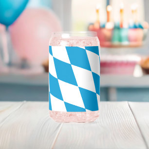 Vaso Con Forma De Lata Patrón de bandera de diamantes de Baviera azul y b