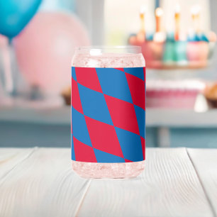 Vaso Con Forma De Lata Patrón de bandera de diamantes de Baviera azul y r