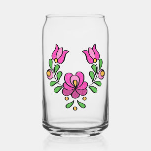 Vaso Con Forma De Lata Patrón de bordado húngaro, "Matyó" - rosa