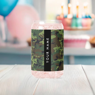 Vaso Con Forma De Lata Patrón de camuflaje verde, nombre, personalización