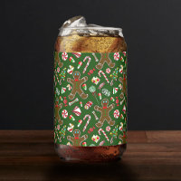 Patrón de caramelo de jengibre festivo verde jugue
