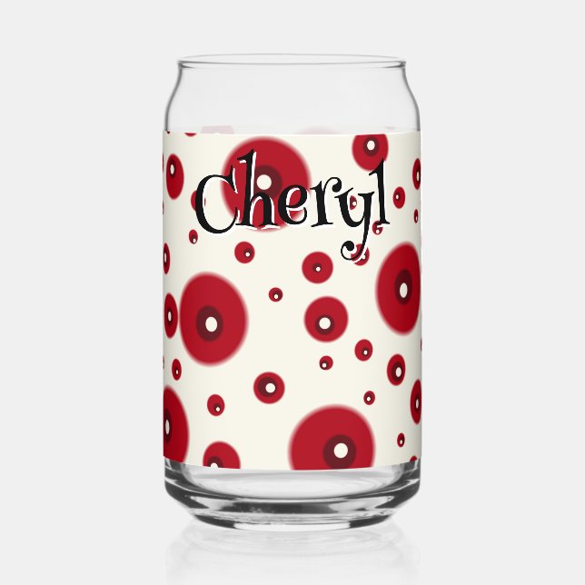 Vaso Con Forma De Lata Patrón de círculo caprichoso con puntos rojos marf (Anverso)
