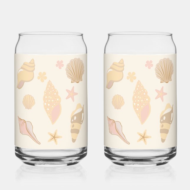 Vaso Con Forma De Lata Patrón de Conchas Beige (Anverso)