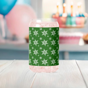Vaso Con Forma De Lata Patrón de copo de nieve, copos de nieve blancos, n