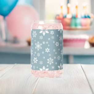Vaso Con Forma De Lata Patrón de copos de nieve, copos de nieve blancos,