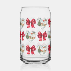 Vaso Con Forma De Lata Patrón de Corazón y Lazos de Coqueta de Navidad