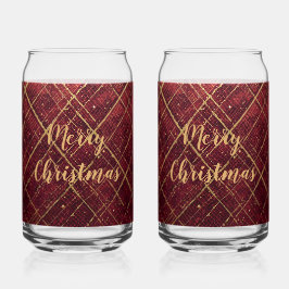 Vaso Con Forma De Lata Patrón de Cruz Roja Dorada, Feliz Navidad dorado ,