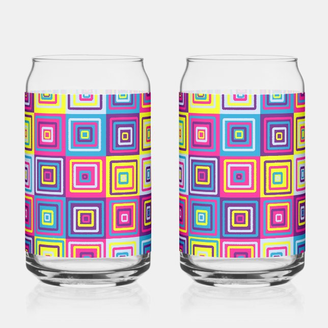 Vaso Con Forma De Lata Patrón de cuadrados (Anverso)