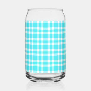 Vaso Con Forma De Lata Patrón de Cuadros Azul Blanco