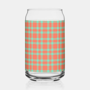 Vaso Con Forma De Lata Patrón de Cuadros de Coral Acuamarina