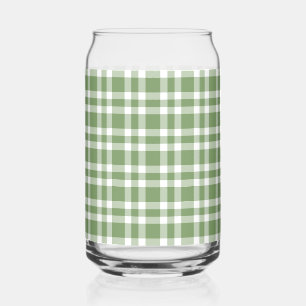 Vaso Con Forma De Lata Patrón de Cuadros Verde Blanco
