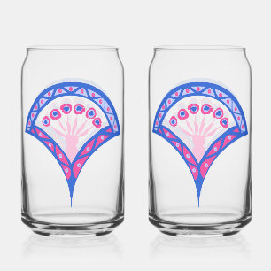 Vaso Con Forma De Lata patrón de damasco floral azul