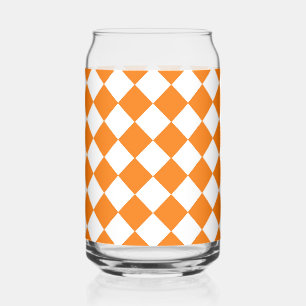 Vaso Con Forma De Lata Patrón de diamante de cuadros blancos y naranjas
