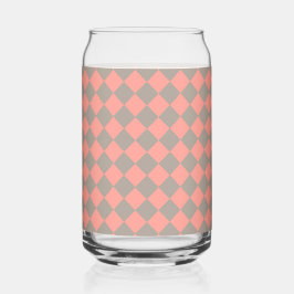 Vaso Con Forma De Lata Patrón de diamante de cuadros gris coral