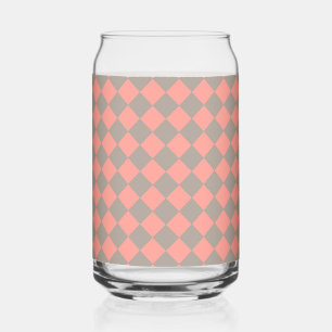 Vaso Con Forma De Lata Patrón de diamante de cuadros gris coral