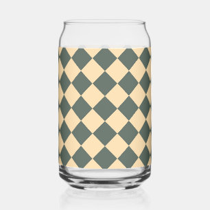Vaso Con Forma De Lata Patrón de diamante de cuadros verde amarillo
