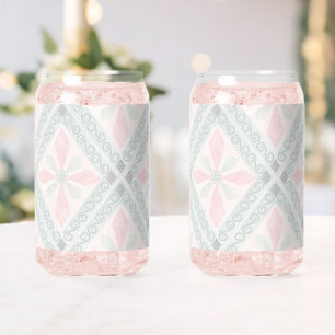 Vaso Con Forma De Lata Patrón de diamante pastel verde y rosa