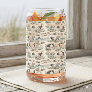 Vaso Con Forma De Lata Patrón de faro de cabaña costera