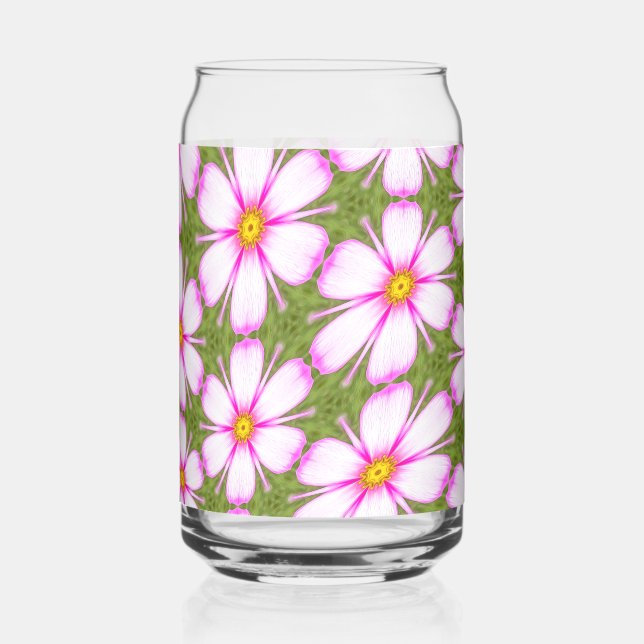 Vaso Con Forma De Lata Patrón de flores de cosmos (Reverso )