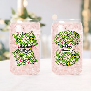 Vaso Con Forma De Lata Patrón de flores estéticas